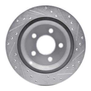 Ford Mustang Brake Rotor (1) - Rear Left - R1 Concepts - Drilled & Slotted - Silver - `94-`04